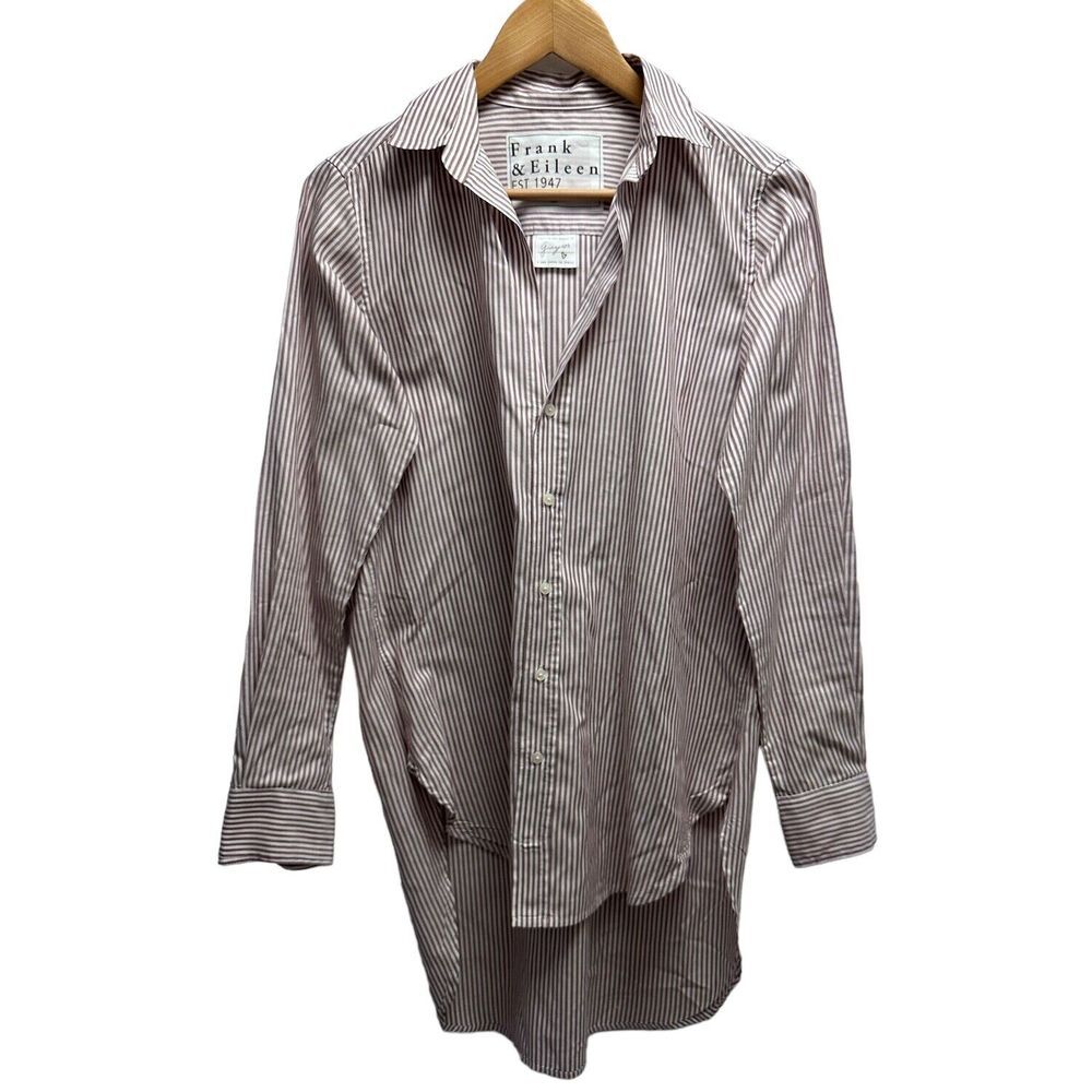 Frank & Eileen Striped Button Down Shirt - Brown and White